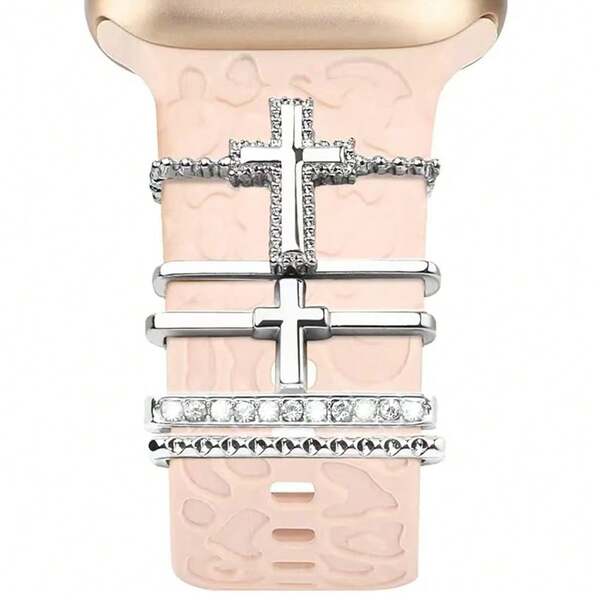 Conjunto de 5 anéis de aro de relógio, compatível com todas as pulseiras de relógio de 22 mm, pulseiras com elemento cruzado, essencial na moda