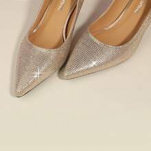 Women's Pumps Pointed Closed Toe Low Heels Dress Shoes For Work Business Office Wedding Casual 2.3 Inch-20256688 - Đá Rhinestone Vàng - Xem 3