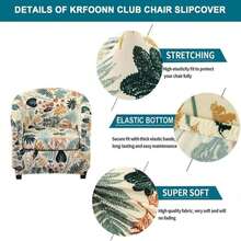 KRFOONN Club Chair Slipcover 2 Piece Stretch Printed Round Barrel Chair Covers Removable Tub Chair Slipcover With Elastic Bottom Chair Coverings Furniture Protector Cover For Living Room, B56