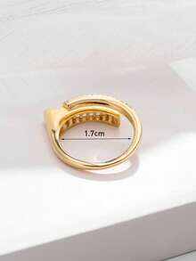 1pc Fashionable Copper Zirconia Square And Round Geometric Ring For Women's Daily Wea