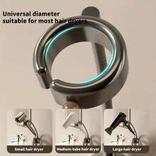 免钻孔免提吹风机支架，吸盘式壁挂，多角度可调，浴室卧室收纳好帮手，360°可调免提吹风机支架带电线整理器，无需钻孔，适用于浴室、卧室、宠物美容、万圣节和圣诞节装饰 - 彩色 - 查看 7