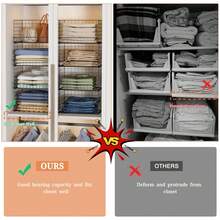 4-Tier Stackable Foldable Closet Organizer Shelves For Clothes, Black, Portable, Metal Finish