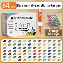 1pc Soft Tip Acrylic Marker Pen Set, 12/24/36/48/60/84 Colors, Graffiti Painting Brush, High-Quality Pigment Pens For Layering, Waterproof, Smudge-Proof, Quick-Drying, Vibrant Colors, Suitable For Children's Art