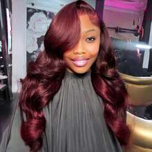 Ren Trong Suốt Sóng Tự Nhiên 13X4 Ren Phía Trước Bộ Tóc Giả 16-20 Inch 99J Tóc Tóc Giả Màu Burgundy - S99JC - Xem 4