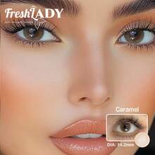 FRESH LADY Freshlady Aesthetic Eye Look Back To School Pupilentes One Tone Caramel Colored Contact Lenses 1 Year Disposable Halloween Costume Cosplay - Apricot - View 3