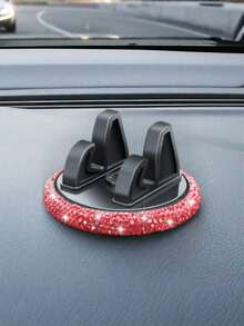 Soporte para teléfono de coche con diamantes - Diseño femenino y lindo, se monta en el salpicadero, ajustable para vistas horizontal y vertical, montaje adhesivo en el salpicadero o la consola, plástico con cristales brillantes, agarre estable y , se adapta a la mayoría de los tamaños de teléfonos inteligentes, ideal para viajes por carretera y uso diario, soporte perfecto para la navegación del teléfono en el coche