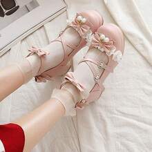 Women Lolita Cosplay Shoes Cross Strap Block Heel Mary Jane Lace Pumps-20256688 - 3粉紅色 - 查看 11