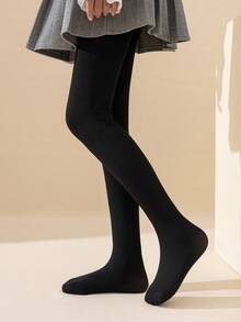 2条装女童儿童打底裤，纯黑色/灰色，踩脚裤，修身裤，保暖内衬，适合日常穿着，简约百搭的踩脚裤，表面光滑，柔软亲肤，学院风、公主风、可爱风，适合春、秋、冬三季穿着。 - 彩色 - 查看 4