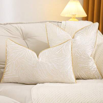 1 件金色装饰靠垫套，带金属提花几何图案，秋季装饰，秋季装饰，房间装饰