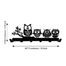 1pc Owl Pattern Metal Wall Mounted Key Holder Rack With 7 Hooks, For Hanging Keys, Towels, Umbrellas, Decor Organizer For Hats, Bags, Scarves, Vintage Home Wall Decoration, Rustic Aesthetic Room Decor, Bedroom Living Room Kitchen Entryway Accessory, Modern Minimalist Interior Design Hanger, Space Saving Storage Solution, Charming Bird Themed Functional Organizer - Black - View 11