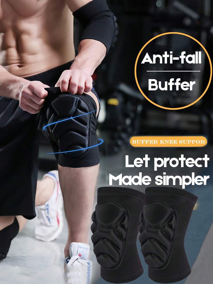 1 Pair Thick Sponge Knee Pads, Non-Slip Collision Protection Knee Sleeves For Teenagers, Suitable For Gardening, House Cleaning, Construction Work, Dancing, Volleyball, Floors, Hiking, Cycling, With Thick EVA Foam Padding, Outdoor Sports Kneeling Pad, Unisex Floor Scrubbing (Basketball Knee Pads, Wrestling Knee Pads, Collision Pads, Snowboarding Knee Pads, Work Soft Knee Pads (Large, Black))