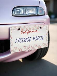 1pc Pink Floral Pattern License Plate Frame, Aluminum Material, 6x12 Inches, With Screw Set, Car Accessories, 2 Hole Design High Quality Durable, Vintage Novelty Car Decoration, Meets US Car Standards - 12x6 inch - Xem 7