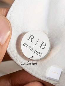 Single, Stylish And Luxurious High-Quality Round Smooth Stainless Steel Cufflinks, Capable Of Carving English Names, Numbers, Dates, And Simple Patterns. Classic Shirt And Dress Cufflinks For Men, Suitable For Wedding Business And An Ideal Gift Choice - Silver - View 6