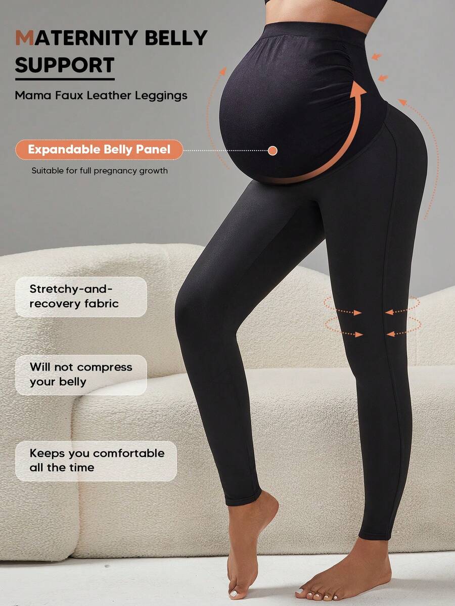 Maternidade Sólido Cintura Larga Calças Skinny