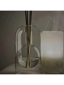 1 قطعة إناء زجاجي أنيق للمبخر - تصميم أسطواني، طبقتين من الزجاج البنفسجي مع قاعدة شفافة، تنقية الهواء ورفع المزاج، لا يتضمن أعواد المبخر، ديكور منزلي مثالي لعيد الميلاد والفصح وعيد الشكر وعيد الحب، تصميم ثنائي الطبقات مع تفاصيل ملمس طبيعي