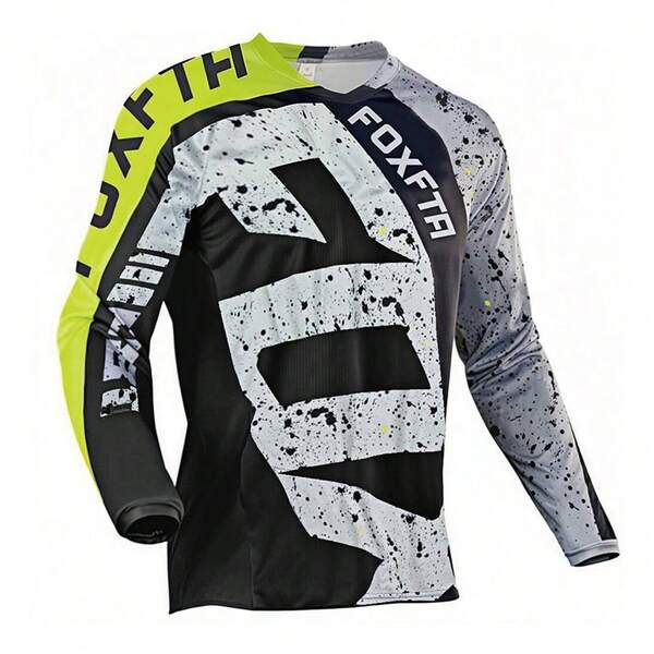 FOXFTA Camiseta de deporte de ciclismo de montaña, camisas de ciclismo de carreras, bicicleta MTB, BMX, ATV, Downhill, DH, Motocross, para hombre, camiseta deportiva de fitness de manga larga, de secado rápido y transpirable 2025