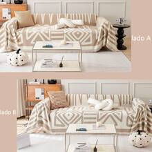 Funda Reversible Chenille Mejorada,Ultra Suave Funda de Sofá Chenille de Doble Cara, Washable Anti-Slip Multifuncional Sofa,Funda Sofá Perro Acolchada,All Seasons. (Cerceta, 180*230cm/70.8*90.pulgadas) - Negro - Ver 3