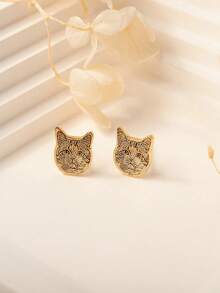 Customized Photo Engraved Stainless Steel Cat Dog Portrait Earrings, Personalized Pet Memorial Gift, Fashion Simple Jewelry For Women, Birthday Gift For Pet Lovers, Suitable For Mother's Day, Valentine's Day, Christmas, Gifts For Family, Lover, Friends, Mom, Girlfriend, Bestie, Students