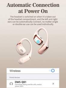 1 Pair Of Wireless Open-Ear Bone Conduction Earphones Ear-Hook Sports Running Heavy Bass Long Battery Life Headphones Unisex Style Smart Voice Assistant Wake-Up AI Translation Noise Reduction Digital Display