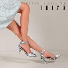Women's IN3 D'Orsay Pumps Low Kitten Heels For Women Dress Shoes Pointed Closed Toe Wedding Bride Ankle Strap Dressy Silver Black Nude White Gold Heels For Women-2025 - 蛇白 - 查看 2