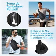 Mochila cruzada para hombres impermeable, ligera, con puerto para auriculares, mochila cruzada, bolsa para hombres, viajes, actividades al aire libre, negra - 1 - Ver 1