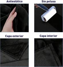 Cobija Matrimonial, Franela de Alta Calidad, Frazada Cómoda y Calientita Tejido Suave y Cálido, Manta de% Poliéster Ultrasuave, Calidad Premium (1, Gris, Matrimonial) - Negro - Ver 8