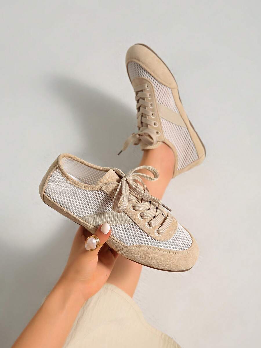 女士新款春夏秋季平底芭蕾舞鞋，柔软舒适轻便低跟奶奶鞋，时尚工作鞋，红色/黑色/酒红色平底鞋，女士休闲运动鞋，包头玛丽珍洛丽塔鞋，芭蕾舞鞋 - 卡其色 - 查看 1