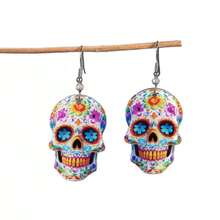 Asombrosa noche, pendientes de calavera punk rock extraña para Halloween - Acrílico, perfectos para fiestas y celebraciones, accesorio ideal para amantes de la música