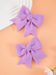 2pcs Girls Purple Bowknot Hair Clips, Fashionable & Cute For Everyday Use - Purple - View 5