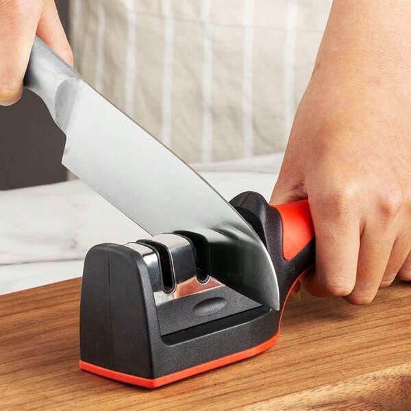 3-Segment Kitchen Knife Sharpener Household Multi-Functional Hand-Held 3-Purpose Black Sharpening Stone Sharp Knife Tools