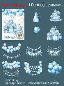 10pcs/Pack PET Transparent Balloon Sticker Pack, Scrapbooking, DIY Craft Material, "Wishing Balloon" Series With 6 Designs To Choose From - Multicolor - View 13