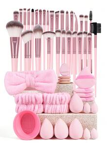 MAANGE Juego de Herramientas de Maquillaje Profesional de 26/27/30/31/50/51 piezas, Incluye Juego de Brochas de Maquillaje, Accesorios, Brocha para Polvo, Brocha para Rubor, Brocha para Corrector, Brocha para Contorno, Brocha para Base, Fácil de Transportar, Regalo Perfecto para Mujeres y Niñas - Rosa - Ver 6