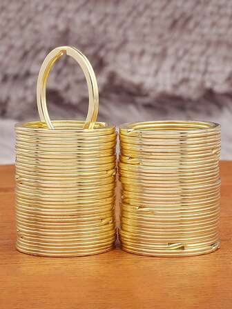 10Pcs Polished Silver Keyring Stainless Steel Hole Flat Key Ring Key Chain Rhodium Plated Round Split Keychain DIY Wholesale Christmas Gift Ideas