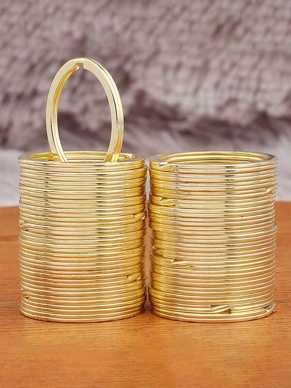 10Pcs Polished Silver Keyring Stainless Steel Hole Flat Key Ring Key Chain Rhodium Plated Round Split Keychain DIY Wholesale Christmas Gift Ideas