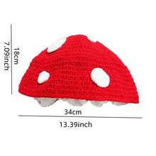 Adorable Red Mushroom Knitted Hat With Playful White Polka Dots - Handmade Crochet Beanie For Halloween Costumes, Festivals, And Daily Fashion, Fall / Winter