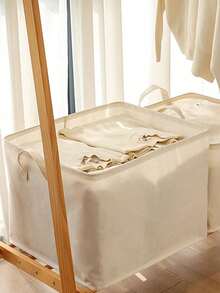 1PC Large Capacity Clothes Basket Laundry Hamper For Dirty Clothing Toys And Sundries Versatile Organizer Box For Bedroom Bathroom And Home /Summer/Back To School - Beige - View 7