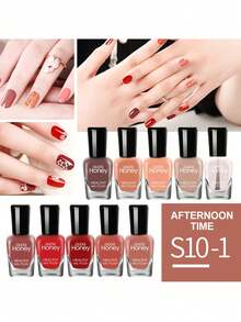 10瓶装速干水性指甲油套装（5毫升/瓶），下午系列，适合初学者，无需烘烤或UV灯美甲 - 彩色 - 查看 10