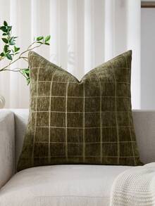 1 Peça Capa de Almofada Verde Oliva (Apenas a Capa, Sem Enchimento) Vintage Luxuosa e Macia de Chenille de Alta Densidade Xadrez, Capa de Almofada Decorativa Moderna e Boho para Sofá, Cama, Quarto, Feriado, Decoração de Festa, Decoração de Ambiente, Outono/Inverno, Presente, Todas as Estações - Verde Oliva - Visão 12