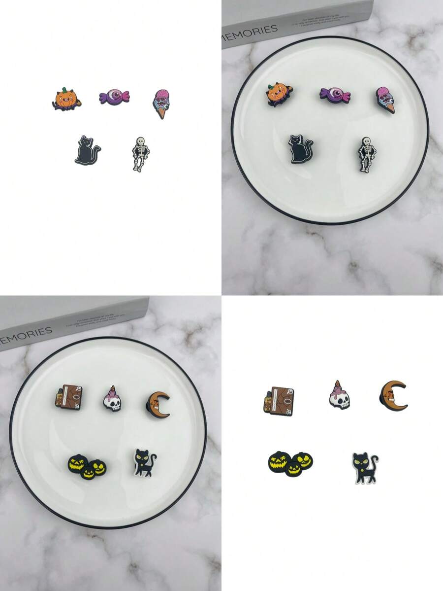 10pcs/Set Cartoon Pattern Charms, Suitable For Halloween Gifts, Personalized Free Combination DIY Decoration, Holiday Gifts