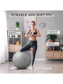 1 件瑜伽球、健身球、核心球、5 种尺寸可选、迷你稳定球、瑜伽、锻炼、弯曲、平衡、稳定、健身、办公球椅、表面光滑 - 銀色 - 查看 5