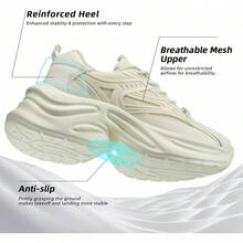 Women's Chunky Sneakers Fashion Platform Casual Dad Shoes Walking Running Sport Work Gym AthleticChristmas - 米色 - 查看 9