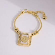 1pc 18K Gold Plated Vintage Religious Christian San Benito Cross Virgin Mary Tiny Bead Handmade Accessories Women Bracelets