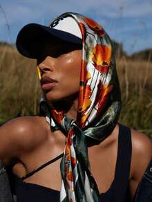 1pc Women Leopard Print Bandana Satin 90x90cm Square Scarf, Multi-Functional Silk Scarf For Summer Travels, Holidays And Streetwear, Headband, HairScarf, Bandana Top, Foulard Winter Fall - 卡其色 - 查看 6