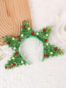 1 pieza Diadema de árbol de Navidad con lentejuelas - Diadema de plástico linda para fiestas navideñas, disfraces, decoraciones y accesorios para el cabello - Sin plumas, diadema navideña con copos de nieve y nudo para mujer, adecuada para uso diario y festividades navideñas, banda para el cabello, maquillaje, aro para el cabello, accesorios para el cabello - Multicolor - Ver 8