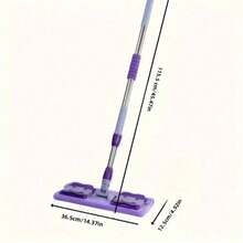 一套14英寸专业地板清洁拖把，平板拖把套装，包含2个可重复使用的拖把垫，可水洗拖把 - 超细纤维拖把，适用于硬木、复合地板、瓷砖地板，可调节不锈钢手柄，360°旋转，干湿两用，自动拧干，适用于清洁卧室、厨房、浴室、客厅和墙壁，是一款便捷的清洁工具 - 彩色 - 查看 12
