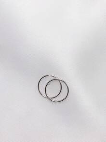 2pcs 8mm Pure Silver Nose Ring Cartilage Hoop Earrings Lip Piercing Jewelry, 22G*0.65mm - White Gold - View 10