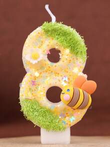 1 Set 0-9 Combination Numeric Candles, Honeybee Candles, Suitable For Birthday Party, Anniversary, Wedding, Baking Cake Decoration - Little Bees Collecting Honey - View 5