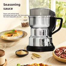 1pc Grain Grinder, Whole Grain Pulverizer, Small Household Pulverizer, Pulverizer, High-Power Crusher, Easy To Use, High-Hardness Grinding Core, 304 Stainless Steel Blade Of Aluminum Alloy Body, Fine Powder, Suitable For Kitchen And Home Use, Multi-Functional Purposes. - 銀色研磨機(附湯匙刷) - 查看 9