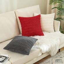 4 fundas de cojín decorativas, 45 x 45 cm funda de cojín de pana para sofá,Funda de almohada a rayas de estilo bohemio de pana suave para sofá, cama, decoración del hogar de granja - Gris Oscuro - Ver 7