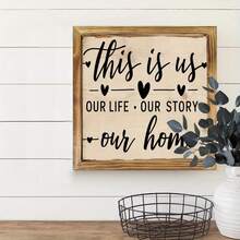 This Is Us Our Life Our Story Our Home" Rustic Wooden Wall Sign - 8x8 Inch Framed Decor With Heart Accents For Entryway, Living Room, Kitchen, Bedroom - Ideal Housewarming Gift, Housewarming Gift| Welcoming Accent| Charming Design, Wall Deco - 8x8英寸 - 查看 7